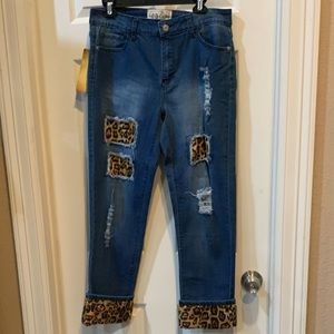 L&B Distressed Leopard Capris